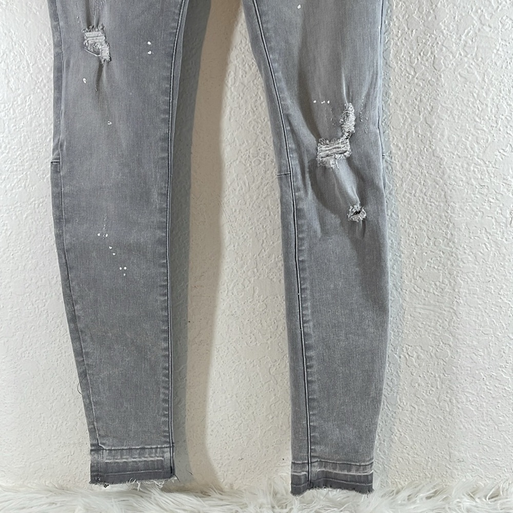 Free People WE THE FREE Grey Distressed Paint Splatter Skinny Jeans sz 25 NEW - Picture 5 of 16